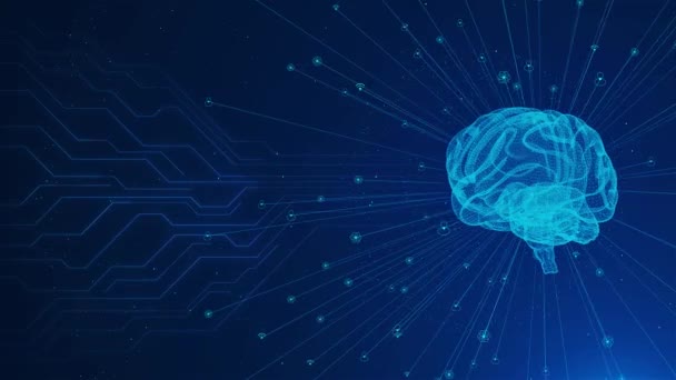 Digital Cyber Brain Hologramm Menschliches Gehirn Hud Künstliche Intelligenz Oder — Stockvideo