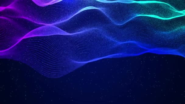 Bilim Kurgu Mikro Dünyasının Nanoteknolojinin Kozmik Uzayın Soyut Mavi Hologramı — Stok video
