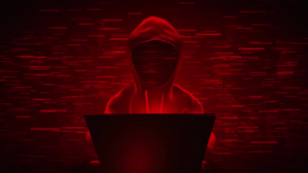 Hacker Kapucích Podvod Kryptoměna Bitcoin Ochrana Údajů Kybernetické Bezpečnosti Sociální — Stock video