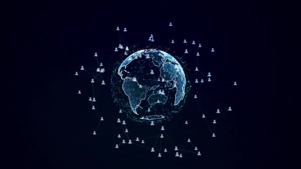 Цифровая Матрица Технологии Будущего Cyber Space Globe Цифровой Синий Фон — стоковое видео
