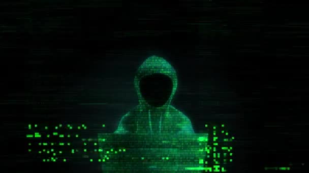 Hacker Шахрайстві Капюшоном Криптовалютним Біткоїном Захист Даних Кібербезпеки Соціальна Мережа — стокове відео