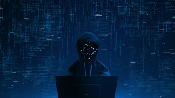 Hoody Hacking Internet Security Hacker Typing Cybersecurity Virus Computer Attack — Stock Video