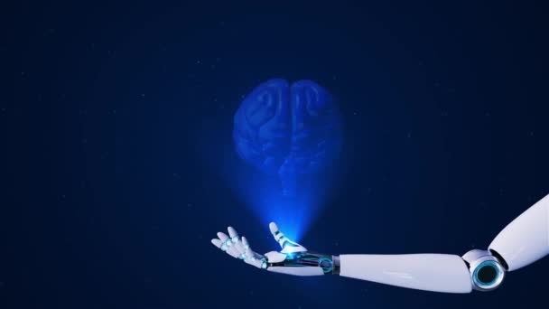 Ψηφιακό Hud Robot Hand Εγκεφάλου Τεχνητή Νοημοσύνη Τεχνολογία Web Background — Αρχείο Βίντεο