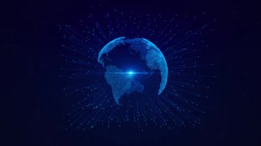Bağlantılar Ai Ağı 3d Dünya Canlandırma Arkaplanı. Dijital Dünya Hacklemesi. 4K Bağlantıları Siber Dünya Güvenliği Metaverse sanal gerçeklik dünyası haritası. Sosyal medya ağını engelle