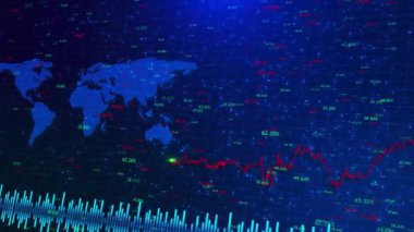 Animasyon borsası finansal grafik büyüme çizelgesi - iş geliştirme yarışması konsepti animasyonu. Şebeke ile yüksek teknoloji grafikleri. Ticaret ve yatırım için büyüyen hisse tablosu,