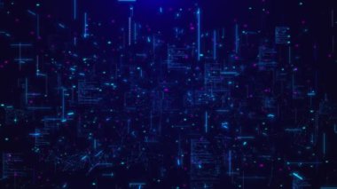 Dijital dalga siber uzay hatları ağı, büyük veriler, veri merkezi, sanal uzay sunucusu, internet, hız hologram blokları, ai ışık şebekesi, bilgi konsepti çizgileri. Büyük veri dijital çizgileri, ikili zincir