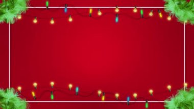 Karizma ampulleri sınır dekorasyonları çerçevesinde doğal yeşil çelenklerle parıldayan ışıklar yeni yıl kar tanelerini kutluyor. Duvar kağıdı Kış, Noel, Yeni Yıl, Tatil Dilekleri 2024, 2025