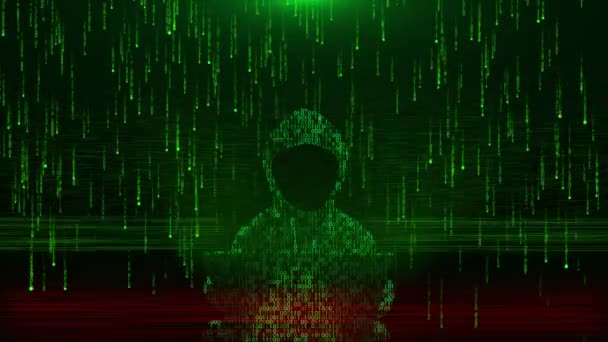 Cybersecurity Počítač Hacker Mikina Nebezpečí Hack Útok Varovný Systém Hacknul — Stock video
