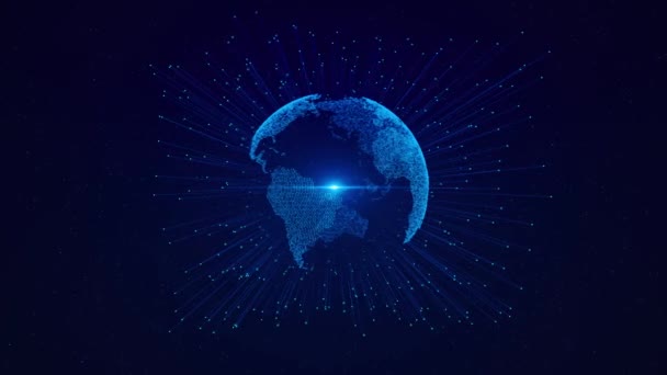 Tilkoblinger Network Earth Animasjon Bakgrunn Digital World Global Hacking Tilkoblinger – stockvideo