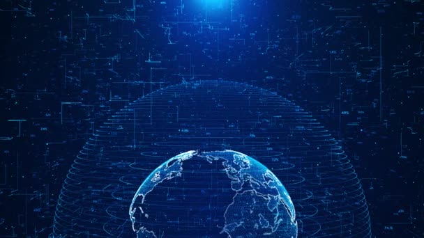 글로벌 네트워크 데이터 Metaverse 전세계 인터넷 사이버 미래의 데이터 와이파이 — 비디오