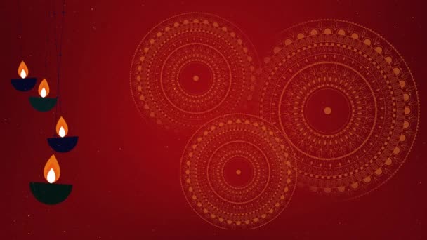 Fondo Feliz Diwali Saludo Movimiento Diya Lámpara Feliz Animación Deepavali — Vídeo de stock