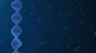 DNA molekül parçacıklarının soyut animasyonu. Dijital DNA, insan genomu. Tıbbi araştırma, genetik mühendislik, biyoloji. Fütürist 4k DNA molekülü. Biyoteknoloji Kimya Bilimi Bilimi Kozmetiği