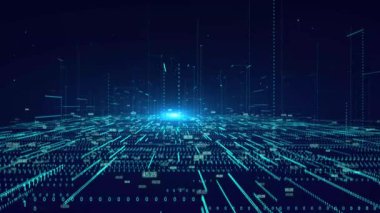 Gelişmiş fütüristik hareket matrisi siber ortamı büyük veriler yapay zeka siber uzayı büyük veri hi teknolojisi. Veri Ağı, Sanal Gerçeklik, Kuantum Hesaplama. Bilimkurgu sanal gerçekliği