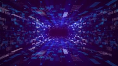 Fütürist dünya veri akışı dijital siber uzay soyut akış veri matrisi şifreleme numaraları arka plan. Bilim kurgu parçacık akışı, engelleme zinciri, veri bilimi. Bilimkurgu tüneli karanlık siber uzay.