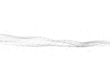 Sanal uzay sanal veri parçacıkları siber teknoloji arka plan soyut animasyonunu sallıyor. Ağ noktaları dijital akışlar hareketli dijital veri akışı çizgileri, yüzeyler. İş Bilimi teknolojisi