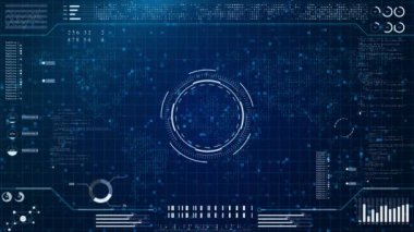 Hi Tech Kullanıcı Arayüzü Geleceğin HUD bilgi elemanlarını Göster Bilimkurgu Sanal Gerçeklik teknolojisi görüntüsü. Teknoloji vr geçmişi. sanal gerçeklik oyun yüksek-tec, bilim, teknoloji