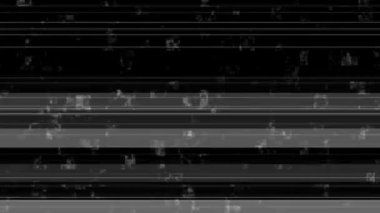 4K Glitch geçişleri retro teknik arıza, VHS izleme ve klasik film makarası kusurları. Arızalı geçişler arka planda. Gürültülü TV Kötü Sinyal Efekti. Arızalı televizyon. Analog TV ses arızaları örtüşüyor