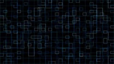 4K 3D soyut ağ ızgarası perspektif hareket grafik arkaplanı. Dijital teknoloji fütüristik siber uzay animasyon engelleme zinciri. sanal gerçeklik alanı verileri küresel ağ konseptini bağlar