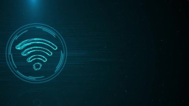 Wi-Fi sinyal mobil iletişim ve kablosuz ağ teknolojisi hologram kablosuz ağ ikonu, kablosuz ağ sembolü. Dijital Wi-Fi işaretinde sıcak nokta sembolü. Veri koruması siber uzay medya ortamı