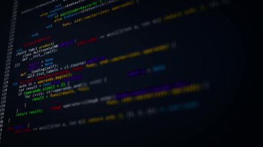 Virüs kodu ve yazılım hack konsepti. Siber güvenlik ikili kod şifreleme verileri, gizlilik koruma ağı çevrimiçi erişimi şifreleyin. Teknoloji veri akışı arkaplanı