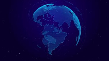 Soyut dünya haritası ağı bilim kurgu teknolojisi bağlantıları. Geleceğin yüksek teknoloji dünyasını küreselleştirme. Sanal ağ yeniliğinde veri değişimi gelecekteki veriler, internet engelleme ağı, Ai büyük veri