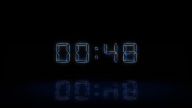 Dijital saat animasyonu. Her saat başı. Basit bir şekilde 24 rakamı götürdü. Zaman sayacı sembolü ve geri sayım zamanlayıcısı, saat ve saniye, geri sayım saati, geri sayım zamanlayıcısı