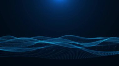 Geometrik siber dalga manzarası. Büyük siber uzay. Veri akışı görselleştirmesi. Veri teknolojisi. Dijital parçacık dalgası. Fütürist noktalı dalga. bağlantı yenilik kavramı siber uzay hologramı.