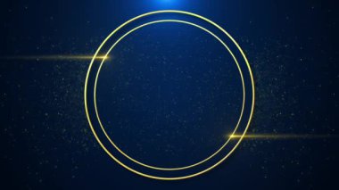 Soyut Altın Sahne Işıkları Kraliyet Grafikleri Arkaplanı. Modern Işıklar Zarif Parıltı. Uzay Yuvarlak Yıldız Parçacıkları Şirketi Şablonu. Şık çizgiler Altın tozlar parıldıyor ve lüks parçacıklar.