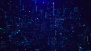 Dijital dalga siber uzay hatları ağı, büyük veriler, veri merkezi, sanal uzay sunucusu, internet, hız hologram blokları, ai ışık şebekesi, bilgi konsepti çizgileri. Büyük veri dijital çizgileri, ikili zincir