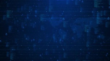 Dijital dalga siber uzay hatları ağı, büyük veriler, veri merkezi, sanal uzay sunucusu, internet, hız hologram blokları, ai ışık şebekesi, bilgi konsepti çizgileri. Büyük veri dijital çizgileri, ikili zincir
