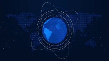 Dijital Dünya, Kripto Para Birimi Ağı Konsepti, Blockchain, Data, Internet, Güvenlik Sistemi, Bilgisayar Ağı. Sanal gezegen Dünya parçacıkları büyük verileri birbirine bağlar. Soyut teknoloji arkaplanı.