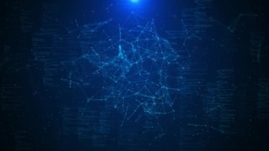 Yüksek teknolojili ekran teknolojisi tüneli, Dijital Hatlar, Büyük Veri Akımı, Fütüristik Matris Boşluğu, Meta-zemin Animasyonu, Veri 3d Bulut Bilgisayar Küresi. Parçacık Enerjisi akıyor.