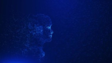 4K 3D yapay zeka yapay zeka araştırma robotu ve yaşayan insanların geleceği için cyborg geliştirme. Dijital veri madenciliği makinası teknoloji tasarımı bilgisayar beyni. büyük veri yapay zeka makinesi öğrenmesi