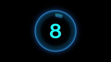 Parlayan Neon Işığı Geri sayım zamanlayıcısı modern dijital zamanlayıcı tarzı siyah arkaplan. Kavram hızı, son teslim tarihi, uyanma, stres, saat başı stok videosu. iş, geri sayımlar, olay.