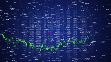 Borsa arayüzü grafik ticaret istatistikleri konsepti. Şifreli döviz ticareti dokusu animasyonu. Kripto para ve bitcoin BTC kripto ticareti. Borsa çizelgesi, borsa tarihi
