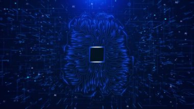 Yapay zeka yapay zeka veri madenciliği, derin öğrenme bilgisayar teknolojisi. Gelecekçi Siber Teknoloji İnovasyonu. Beyin yapay zeka devre kartı. Dijital makine bilgisayar beyni öğreniyor.