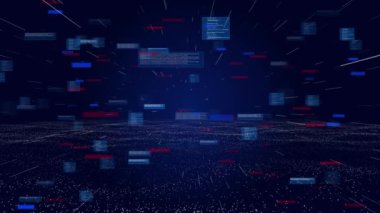 4k Arkaplan Hareketi Blockchain ağ konsepti dijital küp rotasyonu, Global Dijital veri yüksek hızlı internet bağlantısı, Teknoloji, metaevren, Kripto para birimi engelleme zinciri, sanal gerçeklik siber uzay.