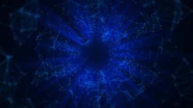 Soyut akış verisi Dijital siber dünya, bilim kurgu şebekesi, zamanda yolculuk arka planında hiperuzay. Tünel hatları Veri akışı Optik fiber etkisi Dijital Teknoloji Akımı Süper Hızlı Hız Çizgileri