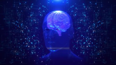 Yapay Zeka Beyin Teknolojisi Yapay Zeka veri madenciliği. Derin öğrenme geçmişi hakkında sohbet et. Bilgisayar çipi Futuristik siber yenilik otomasyon özerk beyni. ağ dijital beyin verisi derin öğrenme