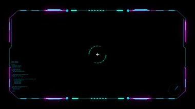 Dijital HUD fütüristik video çerçeve Dijital teknoloji bilim kurgu çerçeve arayüzü arkaplanı. HUD Çerçeve HUD elemanı. Görüntü bulucu paraziti. Görüntüleyici Hologram VHS Gürültü Hi Frame. Sanal Gerçeklik
