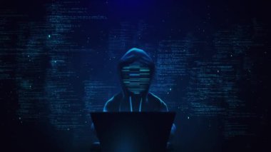 Soyut Uyarı Sistem Hackleme Saldırısı tespit edildi. Çevrimiçi Güvenlik Kötü Yazılım Programı hackerları virüs fidye bilgisayarlarını kodluyor. 4K 3D siber saldırı, sistem kötü amaçlı yazılım kavramı. Hacklenmiş Hata