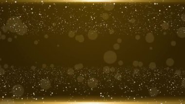 Altın ışık parçacıklarının arkaplanı yükseliyor, parçacıklar Altın Lüks Bokeh parçacıklarının sahnesini dalgalandırıyor hava toz parçacıkları parıldıyor. Parlayan yıldızlar toz bokeh sim tozu ödüllendirir. Noel, Ödül, Kutlama,