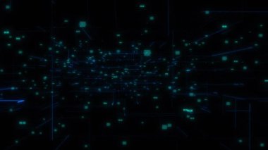 Teknoloji siber uzay yapay zekası derin öğrenim görselleştirme ağları konsepti toz, akım, veri transferi, sanal gerçeklik siber uzayı. Chatbot, Makine Öğrenme Hologramı