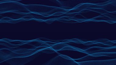 Geometrik siber dalga manzarası. Büyük siber uzay. Veri akışı görselleştirmesi. Veri teknolojisi. Dijital parçacık dalgası. Fütürist noktalı dalga. bağlantı yenilik kavramı siber uzay hologramı.