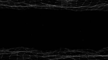 Dalgalı Parçacık Yüzey Arkaplanı. Soyut Teknoloji Bilimi Siber Alanı. konsept dijital, teknoloji, bilgisayar, bilim. Büyük veri siber güvenlik veri akışı. Genel veritabanı yapay zekası.