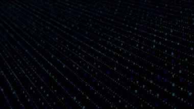 Siberuzay Büyük Veri Dijital İş Yüksek Teknoloji Matrisi Tüneli. Şifreli ikili kod, Nodes Teknoloji Ağı Parçacıkları. Siber güvenlik ikili verilerini, gizlilik güvenlik matrisini, yüksek teknoloji dijital verilerini finanse et