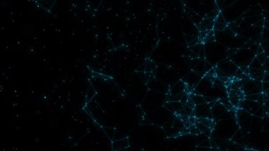 3D 4K pleksus parçacık parlayan bağlantı noktaları. İş kavramı. Tıbbi, Bilim, İletişim, İnternet, Müzik, Oyun Yapay Zeka, Engelleme, Büyük Veri, Ağ Güvenliği, Bağlantılar