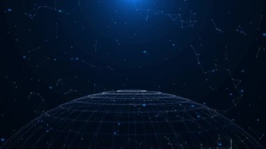 3D ağ teknolojisi 6G hi Fütürist küresel ağ bağlantısı Concept Transmit Ai Networking on Fiber Optik Transfer 5g Web Sinyali World. Siber uzay sanal dünya güvenliği