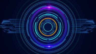 Veri Ağı, HUD çember arayüzleri Sanal Gerçeklik, Kuantum Bilgisayar Sanal Dünyası, bilim-kurgu ızgarası, teknoloji yüzeyi hologram çerçevesi Dijital pleksus hatları. Çerçeve görüntüleyici Parazit siber uzay