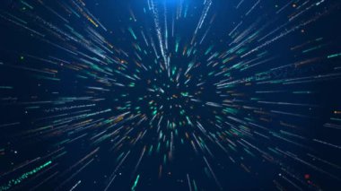 Siber uzay parçacıklarından oluşan dijital çember dalgası derin tünel derin veri derin bilim kurgu akışı veri merkezi, engelleme zinciri, ağlar. Makine öğrenimi, yapay zeka tüneli Hız uzayı siber uzay